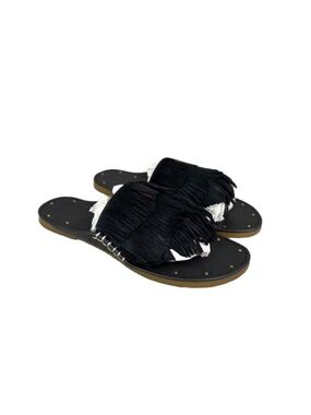 Charlotte Stone Black Fringe Sandals 8